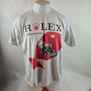 Rolex Parody Submariner T Shirt Mens Large White Red Fish High St Watch Graphic